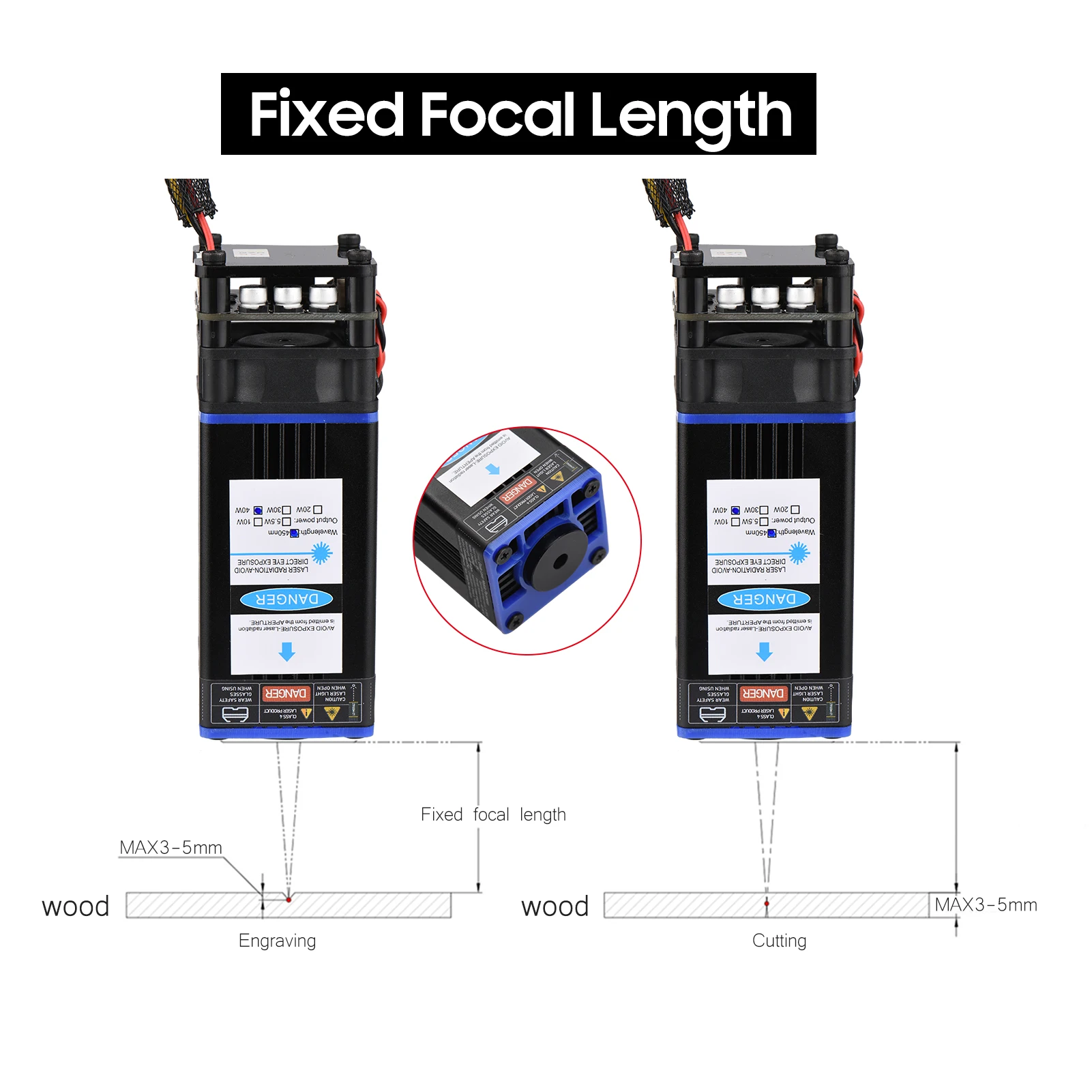 450nm 40W Laser Module Fixed Focal Length Engraving Head High Speed Engraver 3D Printer CNC Router | Инструменты