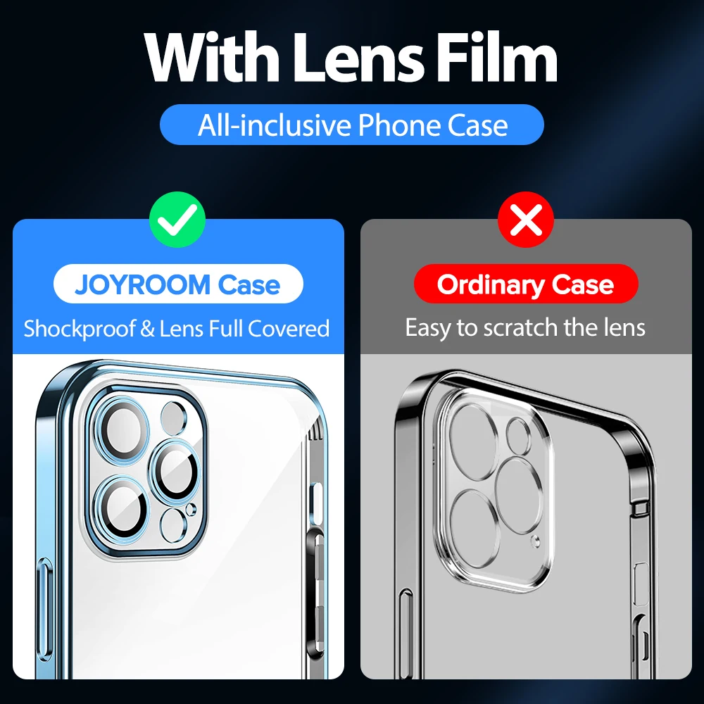 joyroom plating case for iphone 13 12 pro max case full lens cover shockproof soft tpu cover for iphone 12 pro max phone case free global shipping