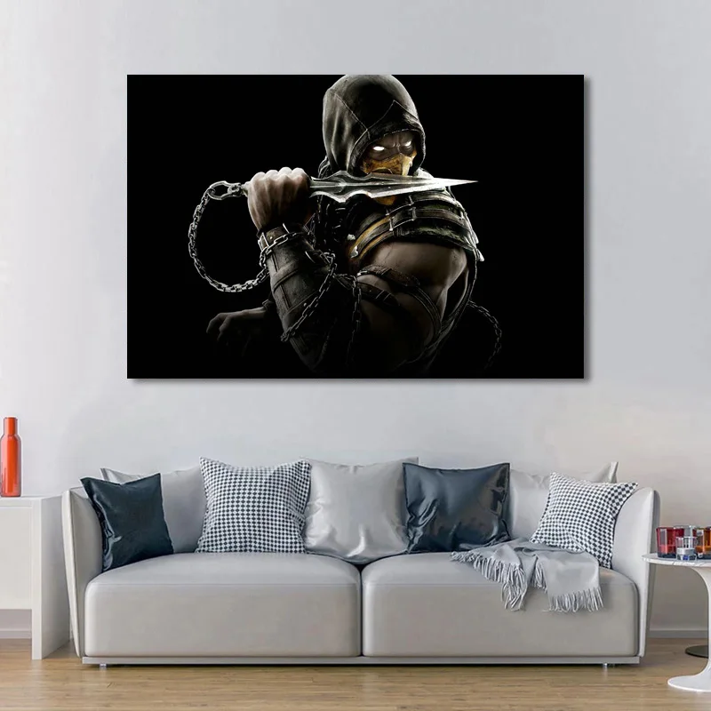 Живопись на холсте "MORTAL Fighting arena fantasy warrior" для стенного искусства, печать постеров, шелк, современный декор для гостиной.