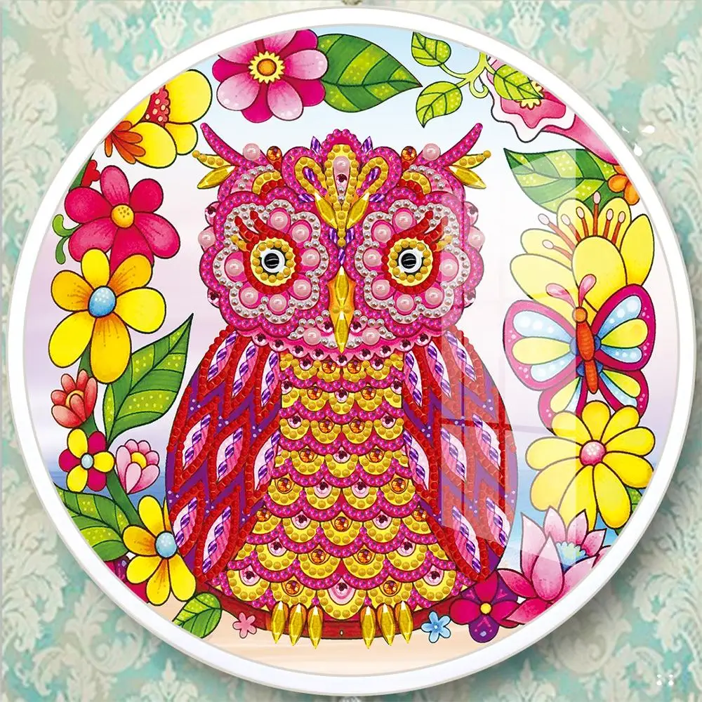 

Colorful Owl Butterfly Flower Mural Tessles Diamond Painting Cross Stitch 5D DIY Diamond Embroidery Home Wall Decoration