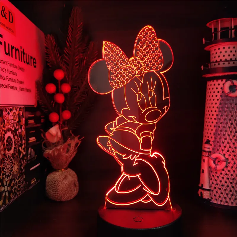 Светодиодсветодиодный лампа Минни Микки Маус из мультфильма Disney ночсветильник