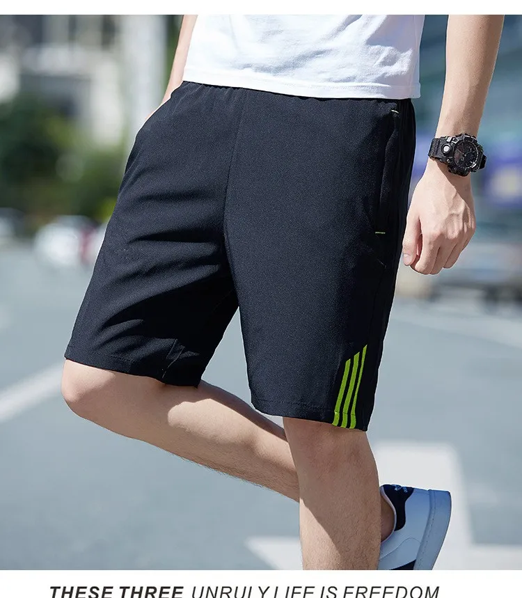 

2020 Casual Boardshorts Man Zipper Pocket Breathable Striped Shorts Men Summer Men's Sportswear Mens Short Trousers New Fashion