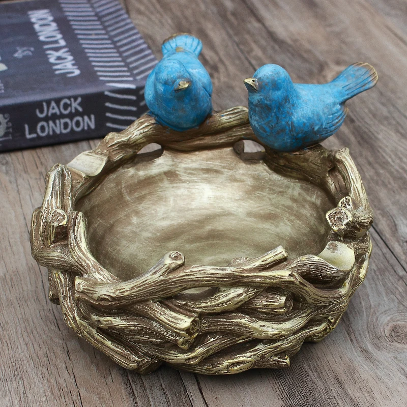 

European Personality Home Decorations American Vintage Village Bird Nest Storage Plate Desktop Storage Rack Ornaments Sculptures