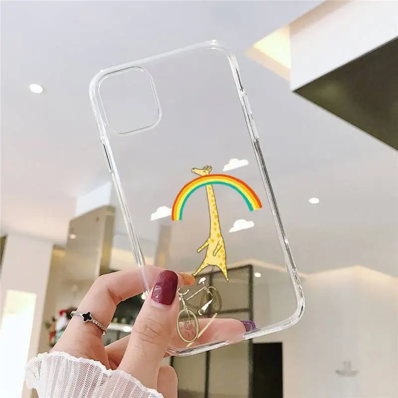 

Cartoon giraffe Phone Case Transparent soft For iphone 5 5s 5c se 6 6s 7 8 11 12 plus mini x xs xr pro max