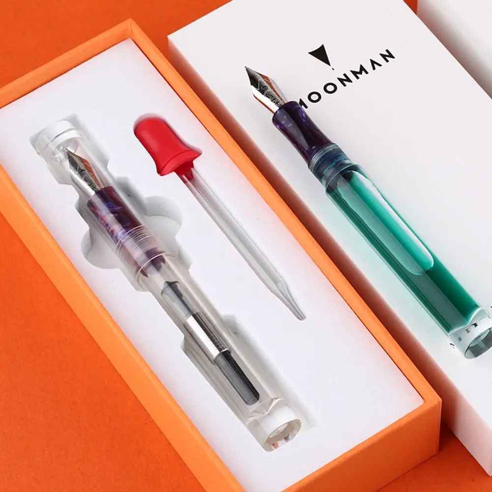 NEW C1 Dropper Fountain Pen Fully Transparent Large-Capacity Fine Gift Fashion Ink Two-color Iridium random Storing E2H3 |