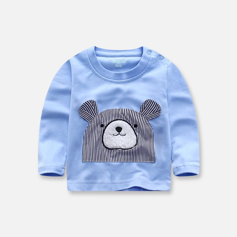 

Children's T-shirt boys spring and autumn long-sleeved cartoon bottoming shirt baby new tops girls pure cotton casual tops tide