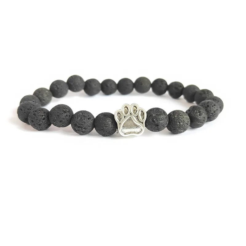 Натуральный Матовый Черный вулканическая лава камень подвеска с принтом в виде