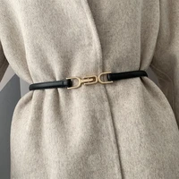 adjustable pu leather ladies dress belts skinny thin women waist belts strap gold color buckle female belts decorative dress