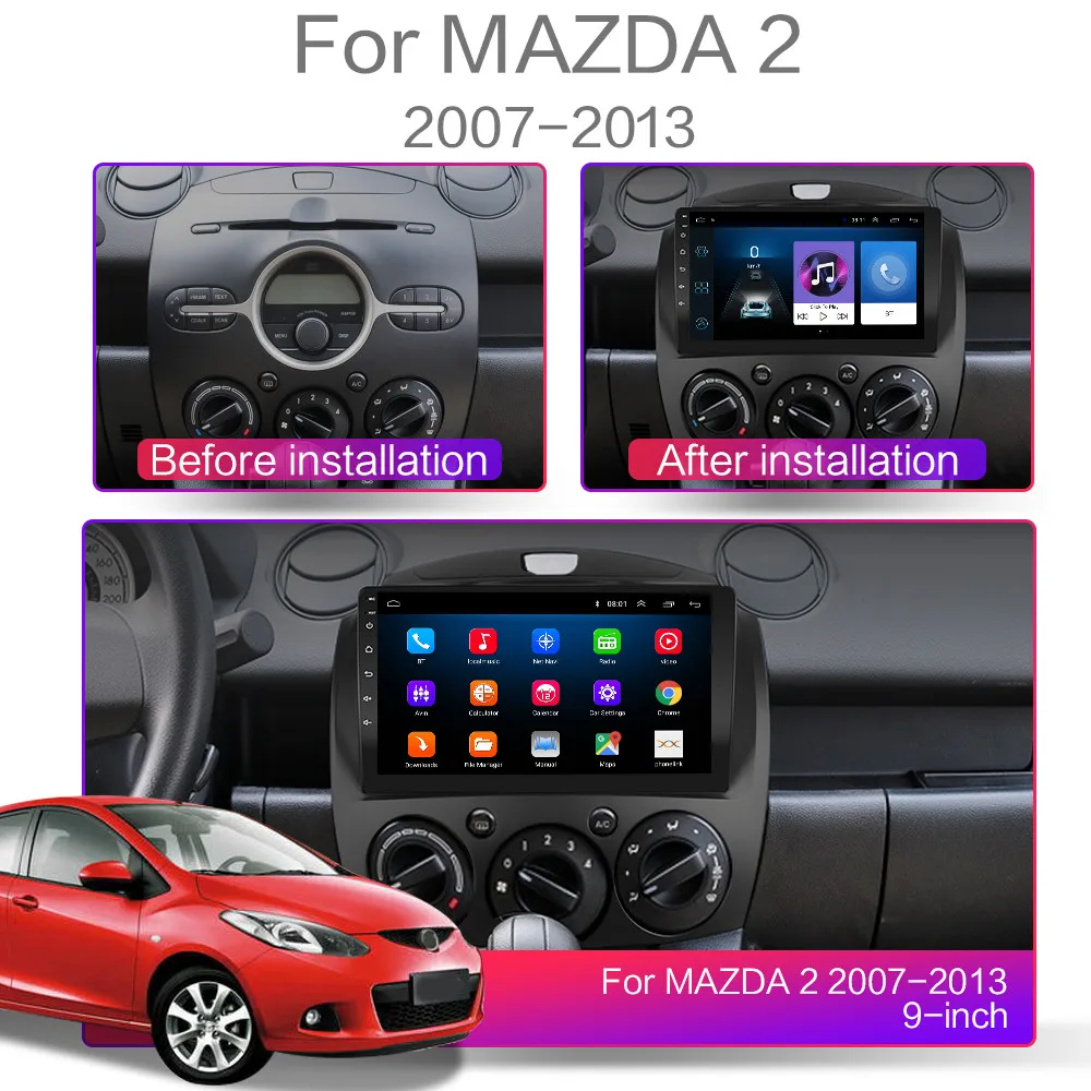 Автомагнитола на Android 10 мультимедийный плеер для MAZDA 2 2007 2008 2009 2010 20112012 2013 din |