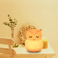 owl led night light touch sensor remote control 9 colors dimmable timer usb rechargeable silicone bedside lamp for children baby