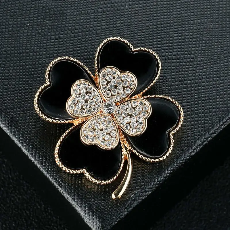 Doluo Lucky Leaf Rhinestone Brooch Pin Crystal Botany Flower Popular Ornaments DIY Jewelry for Woman Accessories | Украшения и