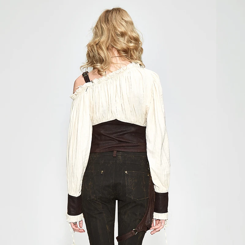 Модная женская пикантная Готическая рубашка Devil с открытыми плечами Лоскутная