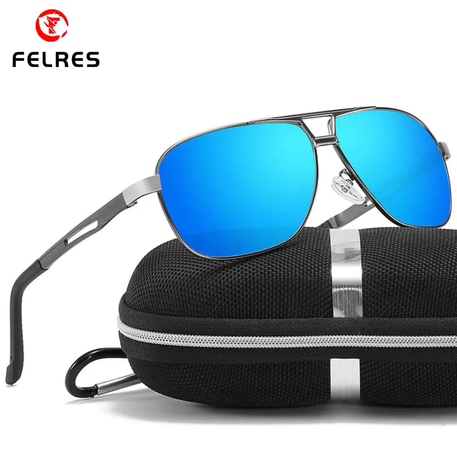 

FELRES Aluminum Magnesium Frame Polarized Sunglasses For Men Square Outdoor Driving Cycling Fishing UV400 Glasses F339