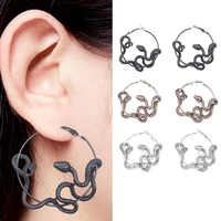 retro snake hoop dangle earrings for women girls classic vintage punk style animal statement earrings fashion jewelry