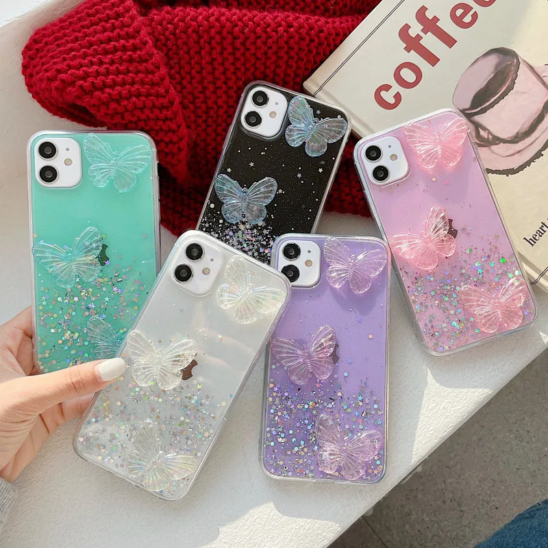 

Glitter Starry Sky 3D Butterfly Soft Case for Samsung Galaxy A50 A30 A30s A20 A20e A40 A40s A60 A70 A80 A90 Transparent Cover