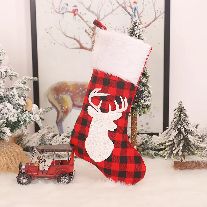 2020 Navidad Plaid Christmas Socks New Year Party Gifts Noel Kerst Ornaments Xmas DIY Natal Decorations for Home Decor | Дом и сад