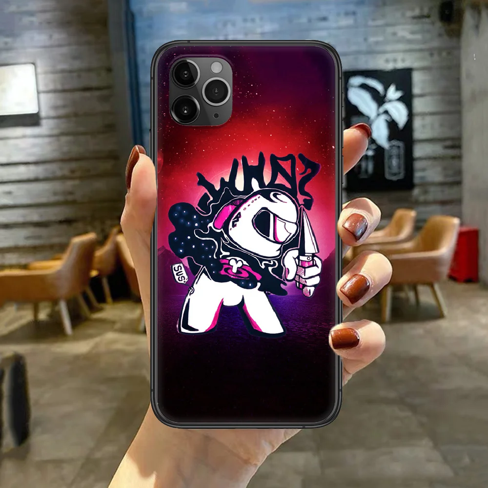 

Hot Game Among us Phone Case Cover For Iphone 5 5S 6 6S PLUS 7 8 11 12 Mini X XR XS PRO SE 2020 MAX black Cell Tpu Back Luxury