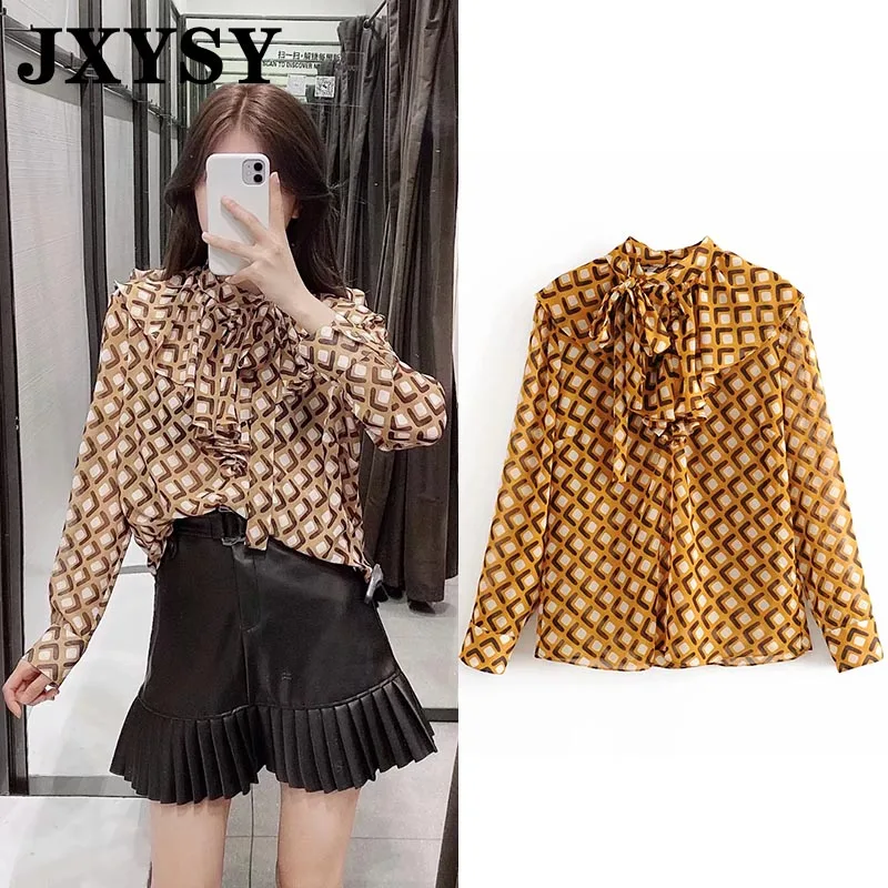 Женская блузка в английском стиле JXYSY уличная мода с принтом blusas mujer de moda кимоно