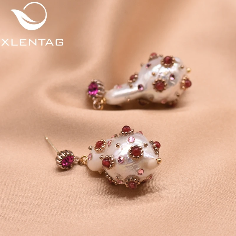 XlentAg натуральные пресноводные барочные жемчужные красные циркониевые Висячие