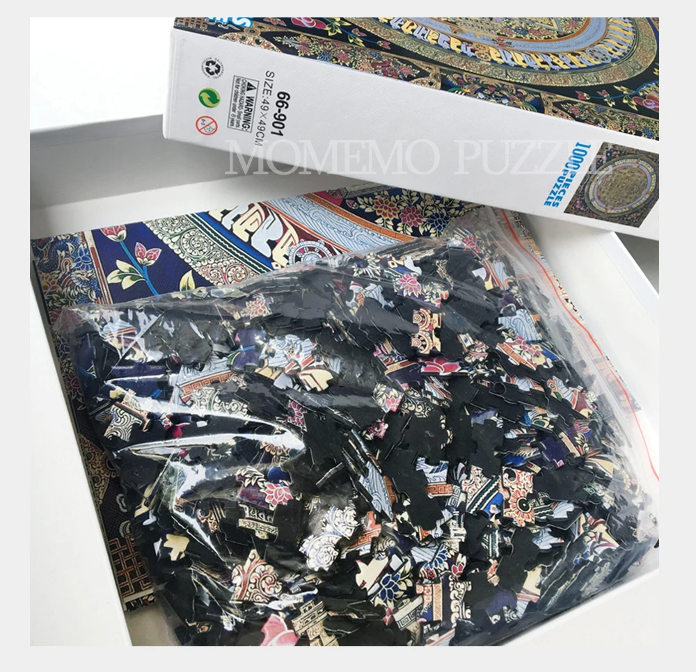 MOMEMO Thangka Пазл 1000 штук черная карточка бумажные головоломки игрушки для взрослых китайская художественная краска Дети образовательные головоломки