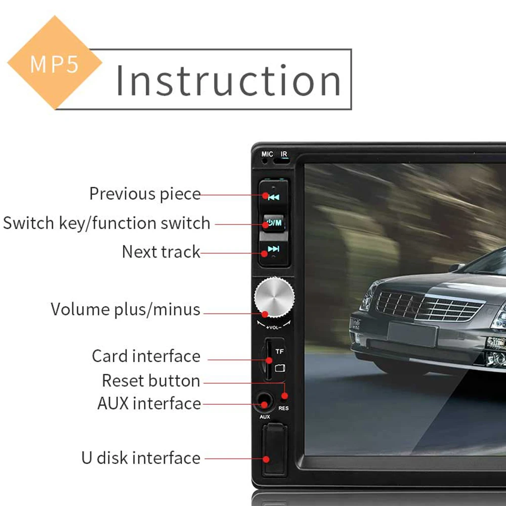 Podofo 2 Din автомагнитола 7 ''Авторадио Bluetooth Зеркало Ссылка для Android/Iphone автомобильный мультимедийный плеер FM радио Кассетный рекордер