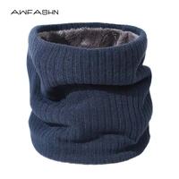 new winter unisex knitted ring scarves simple fashion striped scarf men women casual plush scarf neck warmer face mask autumn