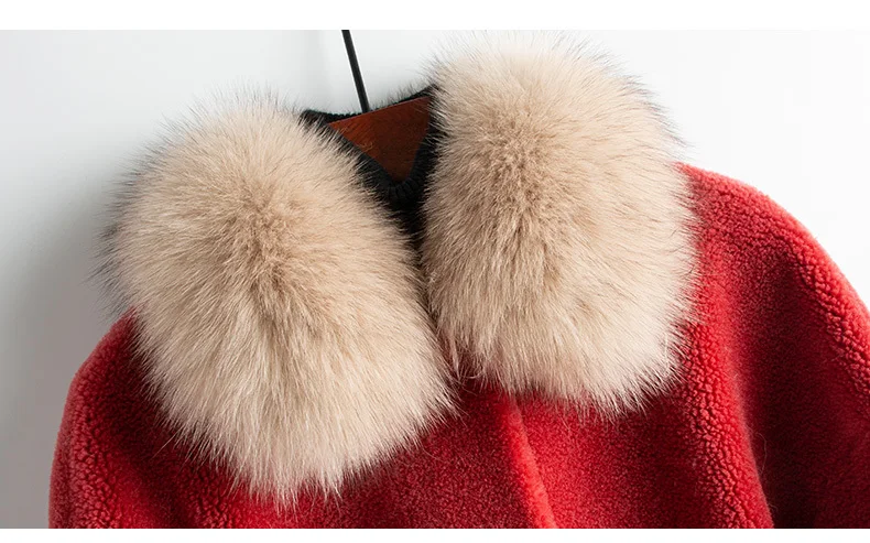 Пальто из натурального меха овечья шерсть шубы зимняя куртка для женщин воротник