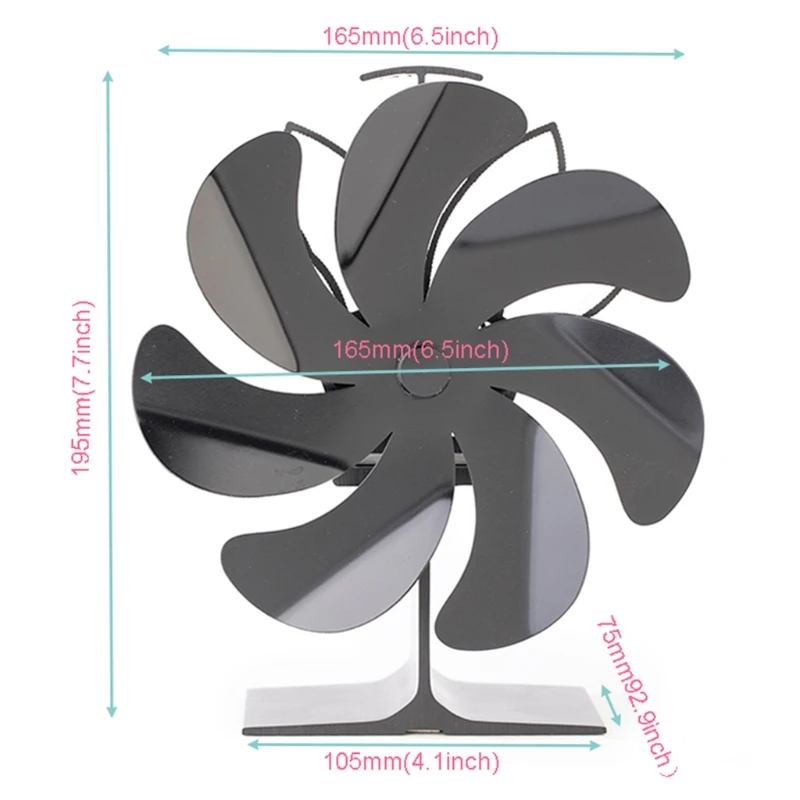 Вентилятор для плиты с 7 лопастями вентилятор питанием от тепла дровяных