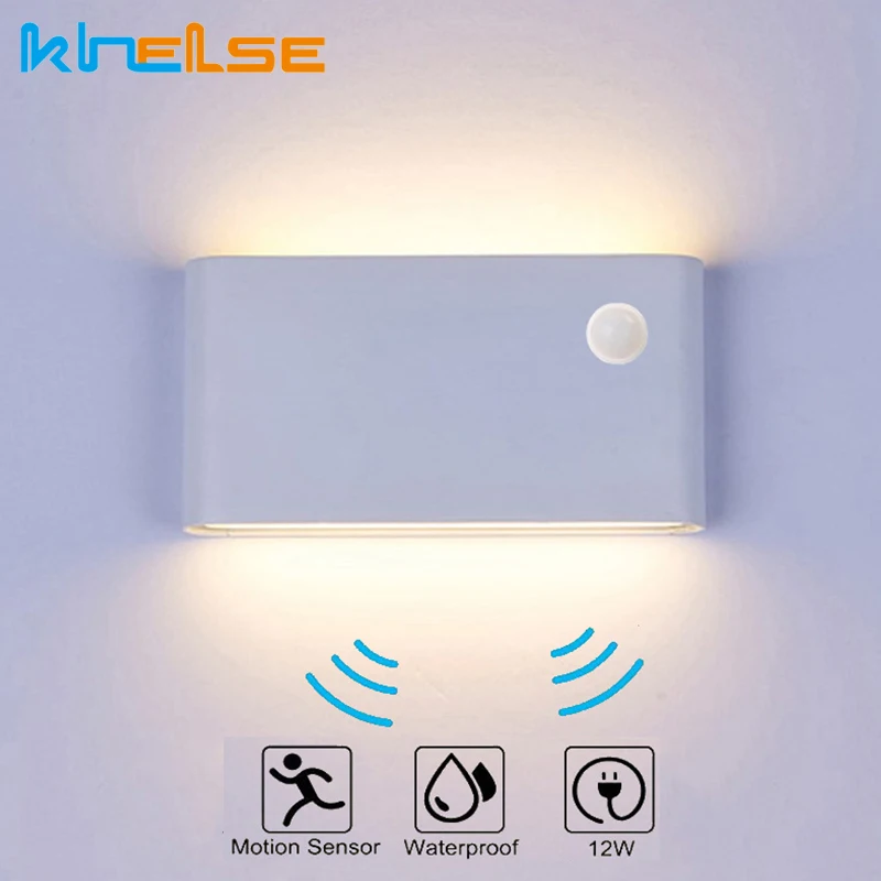 Водонепроницаемый светильник с датчиком движения внешний настенный IP65 из