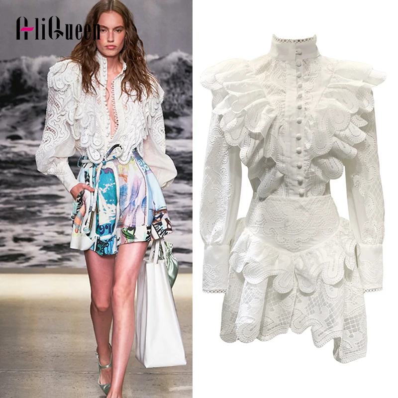 Женский комплект из 2 предметов роскошная кружевная блузка с рукавами-фонариками