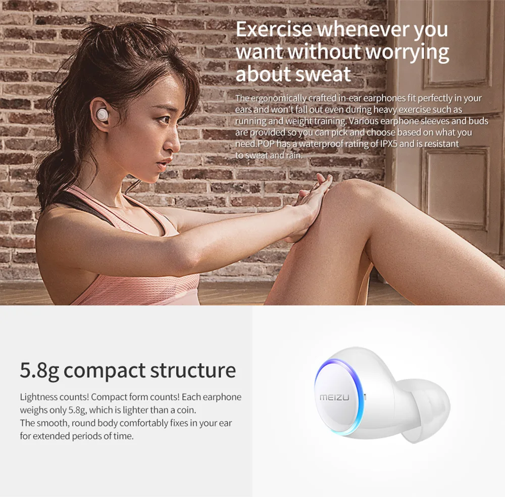 Глобальная версия Meizu POP 2 TW50S, беспроводные наушники Meizu POP2, Bluetooth 5,0, мини наушники-вкладыши, водонепроницаемые, с беспроводной зарядкой