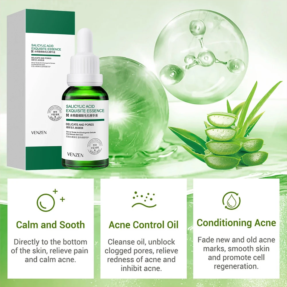 Сыворотка с салициловой кислотой для сужения пор, восстановления поврежденной кожи, удаления черных точек и угрей, а также увлажнения и питания для всех типов кожи.