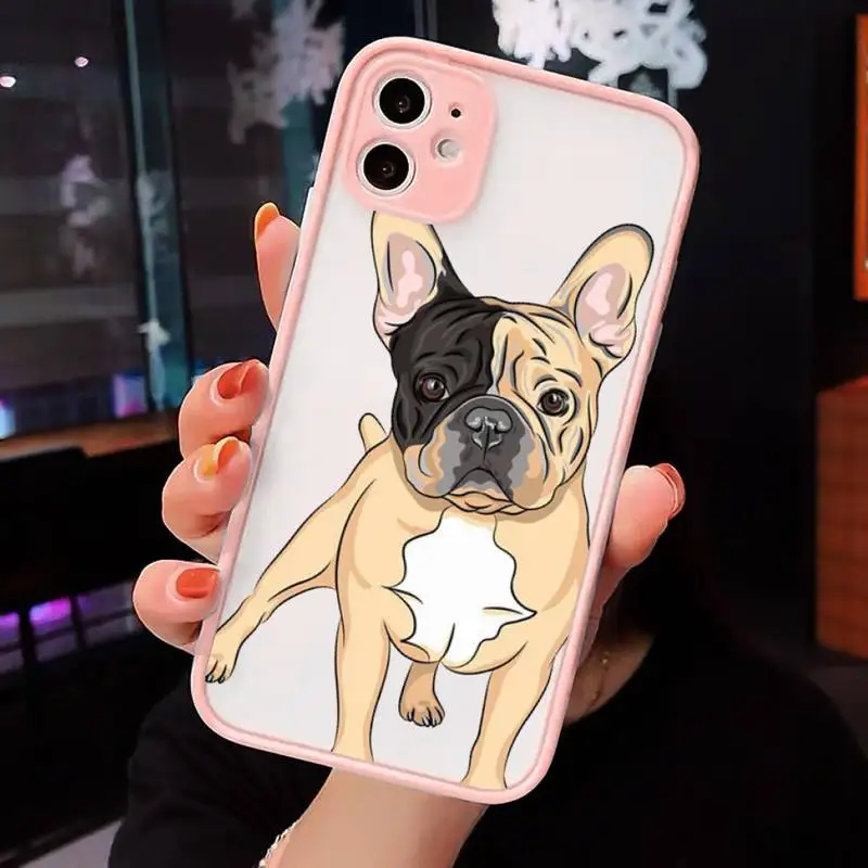 

Hot French Bulldog Dog luxury Phone Cases shell matte transparent For iphone 7 8 11 12 plus mini x xs xr pro max cover