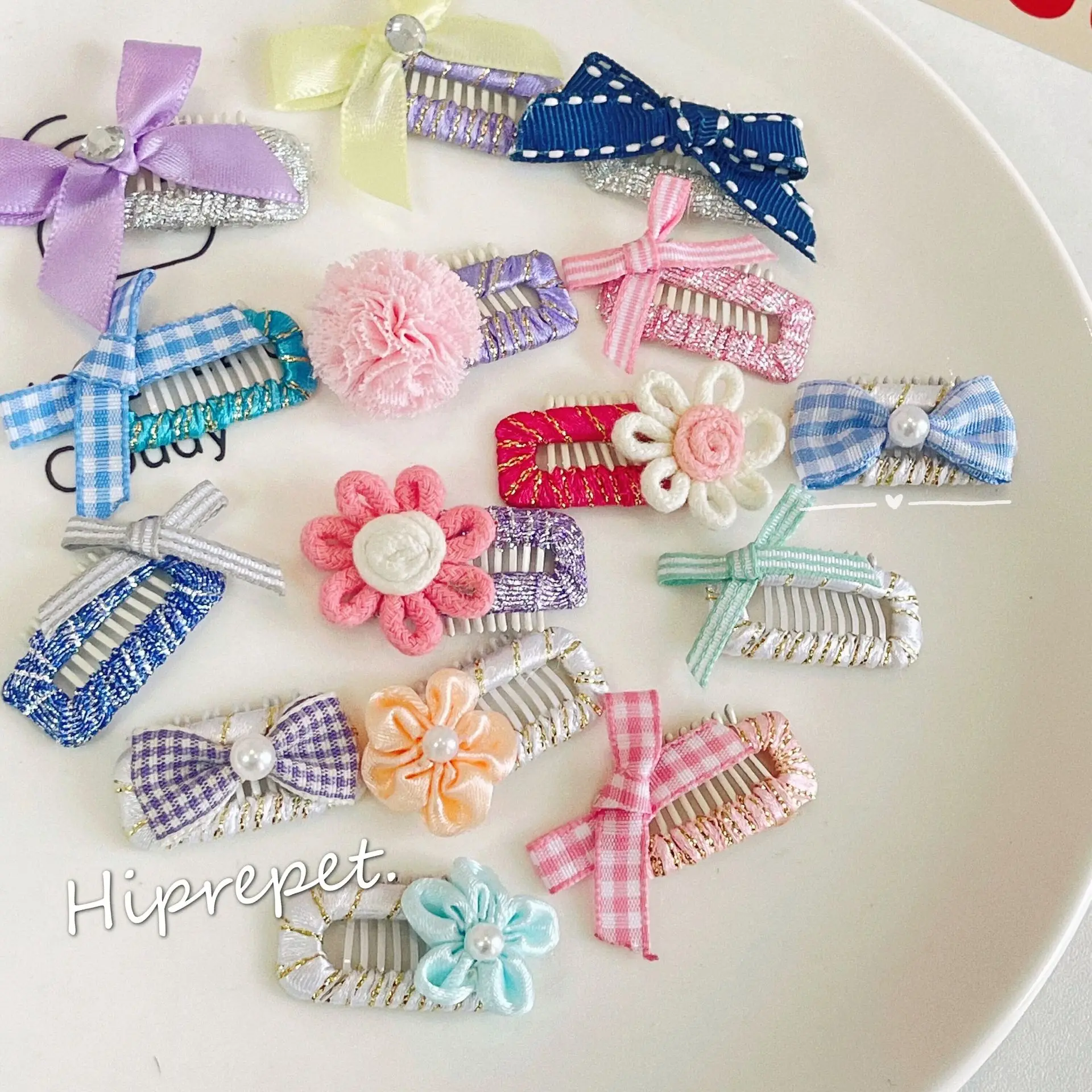 

Cute Princess BB Hair Clips Pet Hairpin headdress Cat Dog Mini Hairpin Thousand Bird Lattice Bow Clip Assorted Styles Wholesale