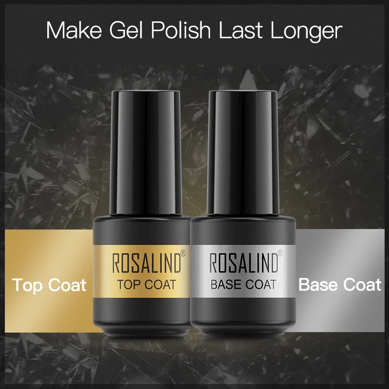 ROSALIND Base &amp Top Coat 7ml Gel Nail Polish Long Lasting Lacquer Good For Nails Art Design Semi Permanent | Красота и здоровье