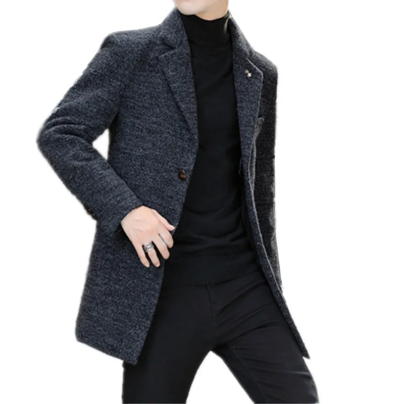 Мужской зимний теплый Тренч приталенные повседневные куртки с отложным