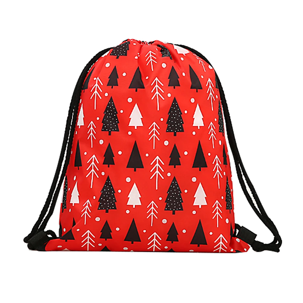 Рождество печатных Drawstring рюкзак тренажерный зал Sackpack йога пляжный Подарочный