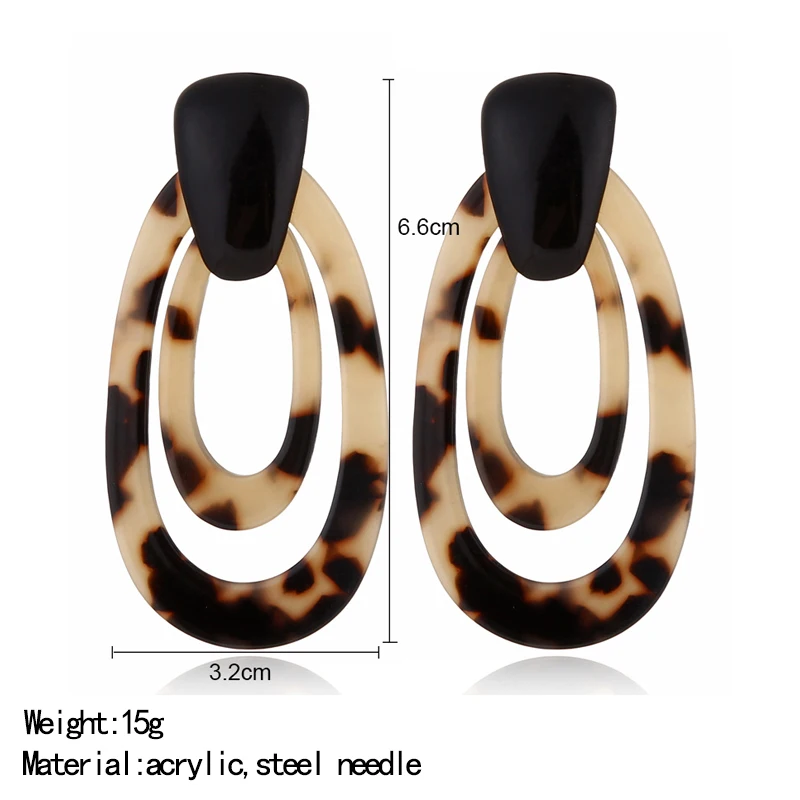 Женские серьги с леопардовым принтом Cpop трендовые двойные овальные белого и