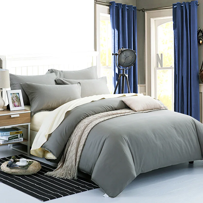 Пододеяльник из 100% хлопка серебристо-серый AB боковые Чехлы для кровати x 24 0 см