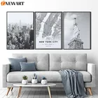 Современная черно-белая холщовая фотография стены искусства Нью-Йорка ландшафт Манхэттен галерея Декор постер для путешествий