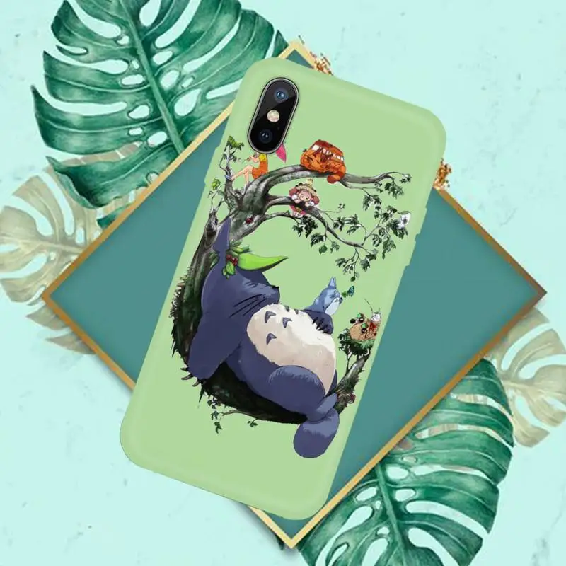 

Cartoon Ghibli Miyazaki Totoro Phone Case Candy Color for iPhone 6 7 8 11 12 s mini pro X XS XR MAX Plus
