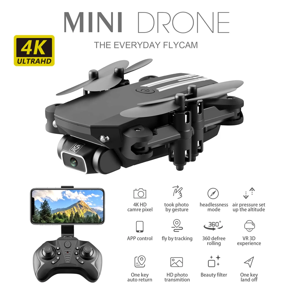 RC Drone 4K HD Wide Angle Camera Mini Quadcopter WIFI FPV Foldable Altitude Hold Headless Mode | Игрушки и хобби