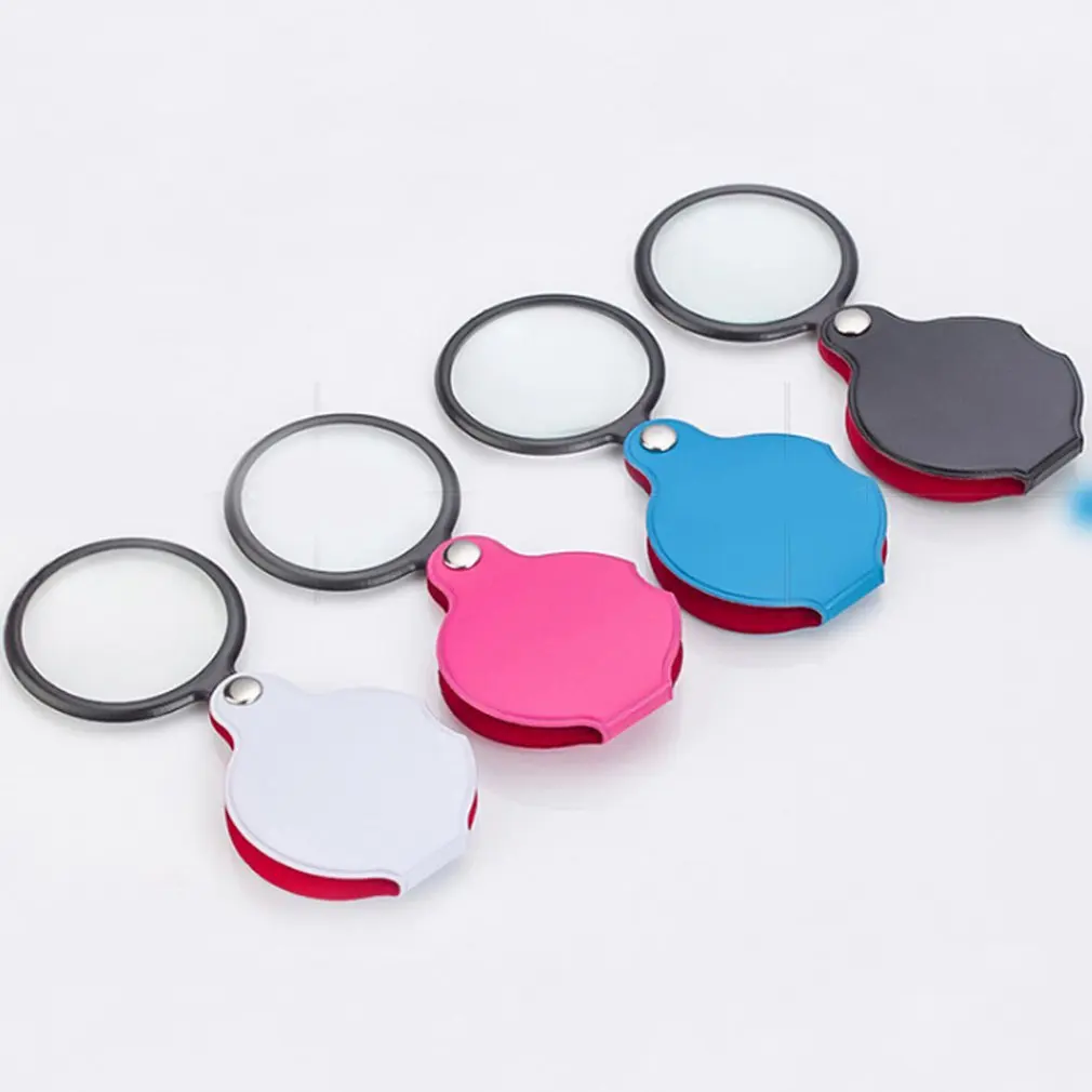 

3PCS 6X Magnification Pocket Magnifier Optical Glass Lens Folding Leather Pouch Jewelry Magnifier Eye Glass Loupe Lens
