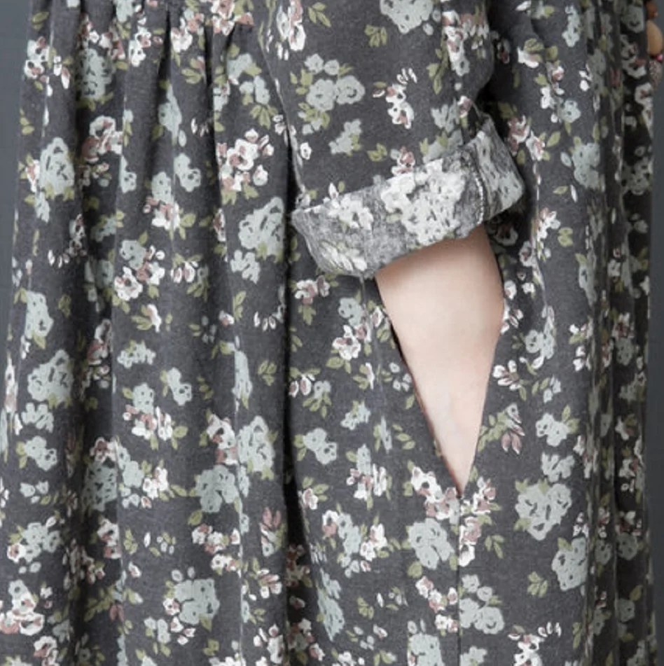 

Dresses For Women 2020 Spring New Model Artistic Fashion Loose And Plus-sized Women's Artistic Casual Floral Midi Dress Vestido