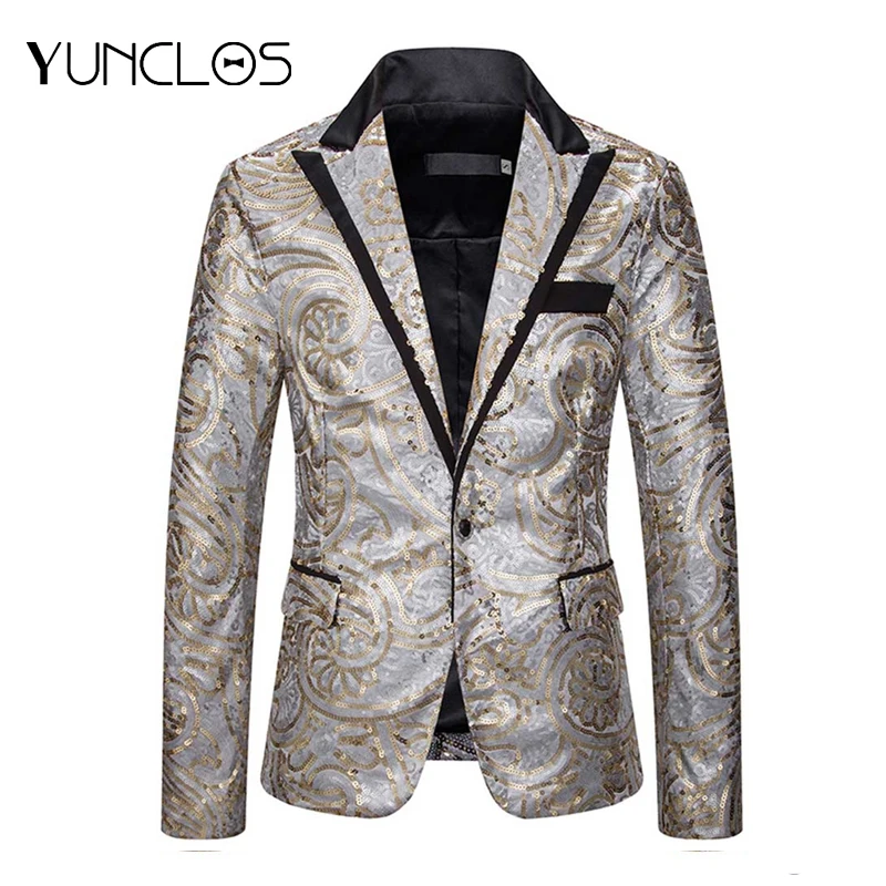 Мужской Блейзер золотого и серебряного цвета блейзер для свадьбы вечеринки