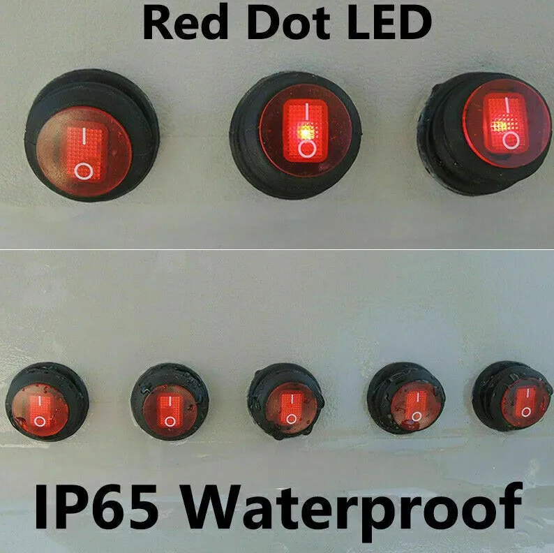 3 шт./набор ВКЛ/ВЫКЛ 12V 20A круглый переключатель лодочный с водонепроницаемым красным светодиодным подсветкой илюминесцентные переключатели на.