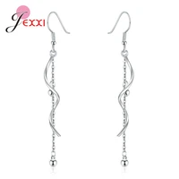 hot fashion 925 sterling silver long twist line tassel earrings women girls fashion wedding engagement party jewelry