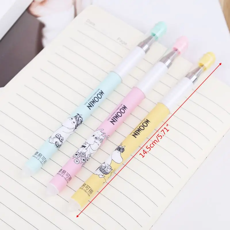 

W3JD 3pcs 0.38mm Kawaii Erasable Pen Blue Black Gel Pen School Office Writing