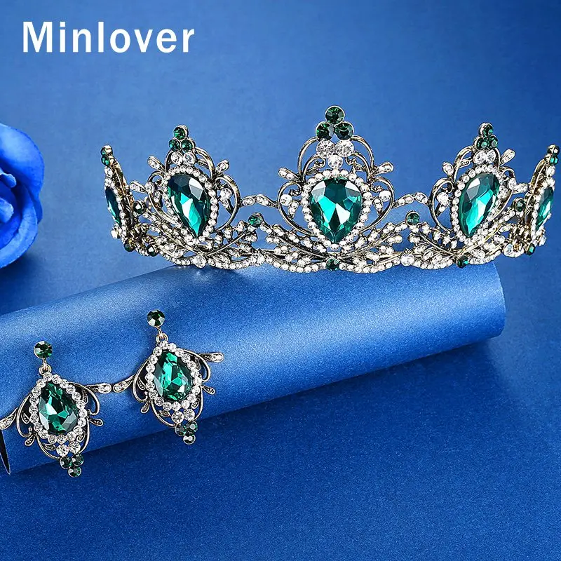 Свадебная Корона Minlover королевская свадебная тиара королева диадема с висячими