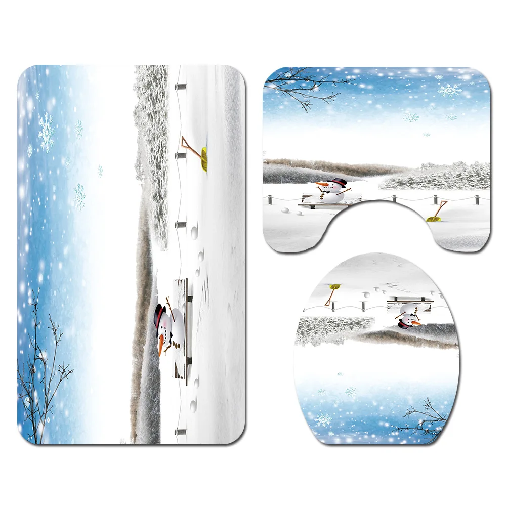 Zeegle с принтом снежинок Для мужчин коврик для ванной комнаты Набор Туалет Тип на